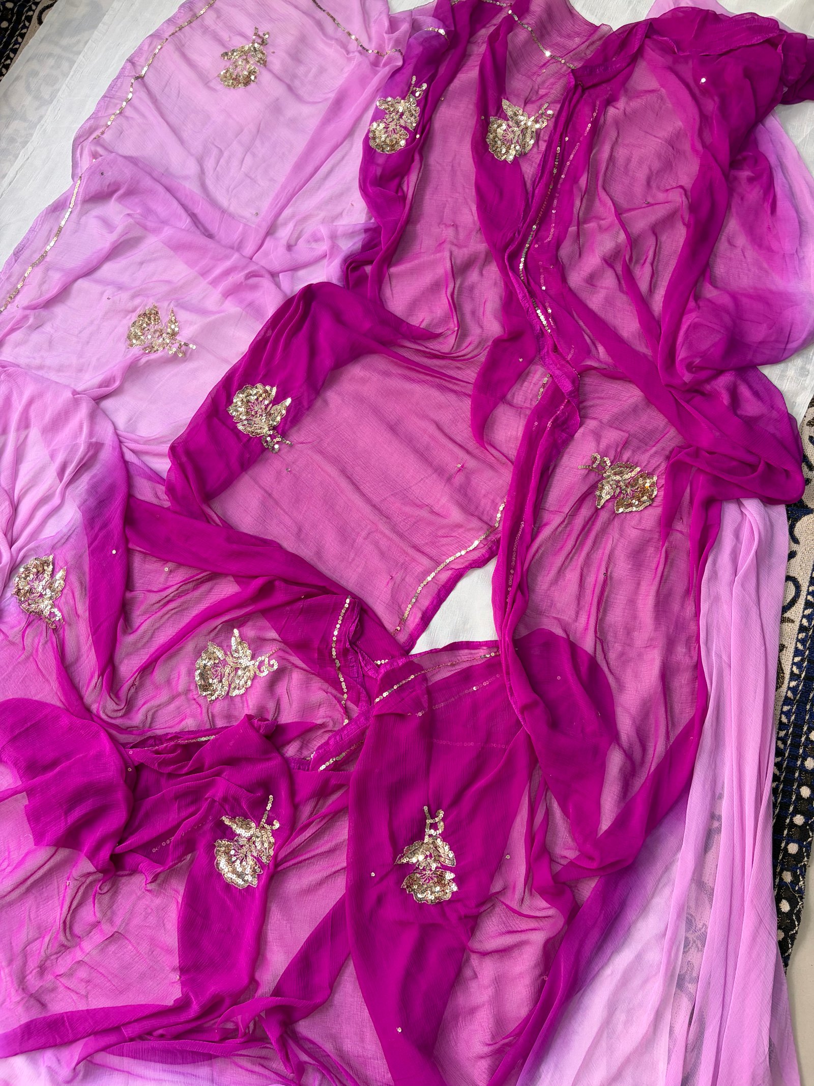 Rani Blush Chiffon Saree ✨