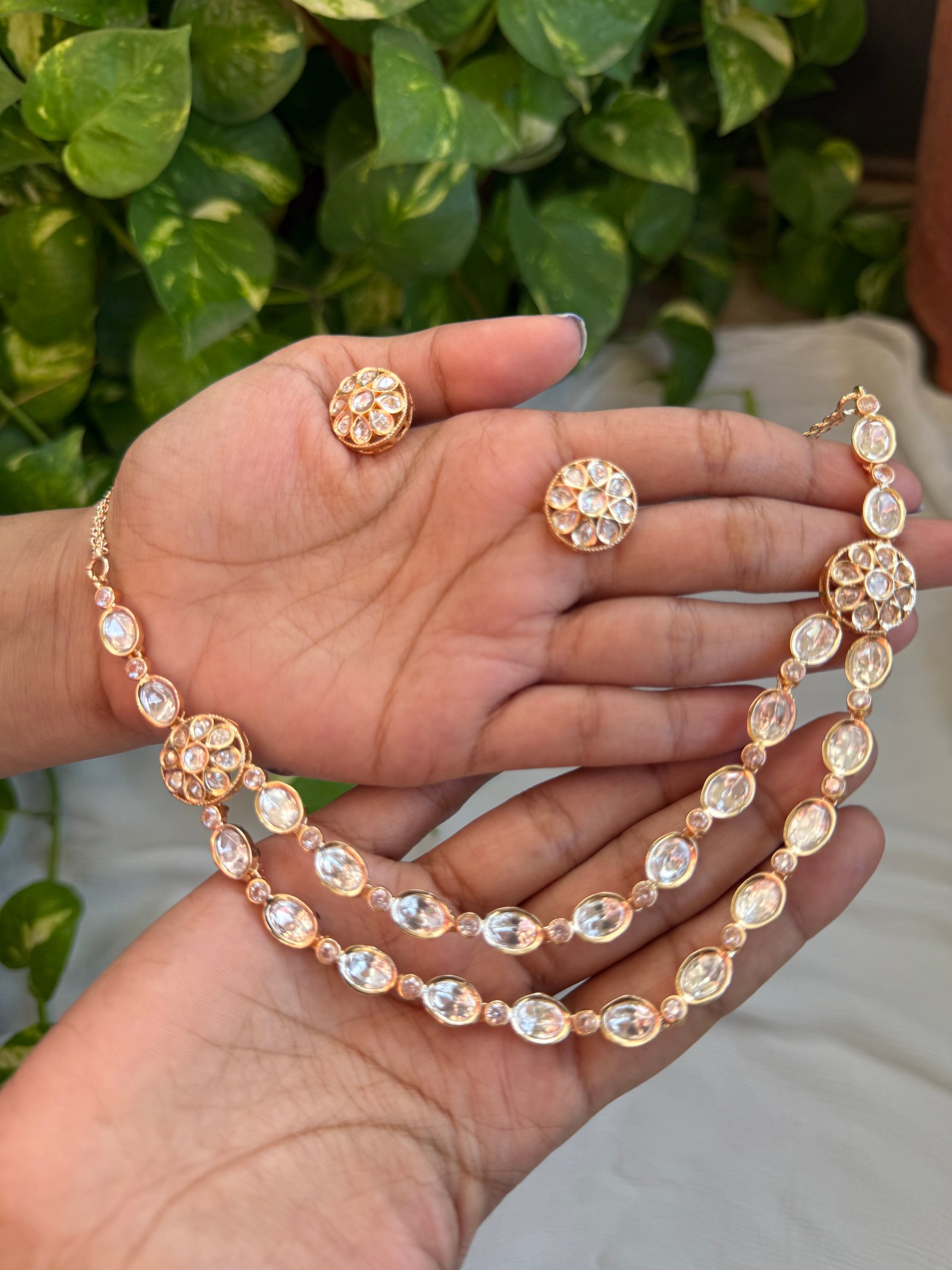 Tow line moissanite necklace 
